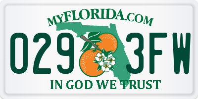 FL license plate 0293FW
