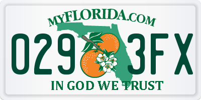 FL license plate 0293FX
