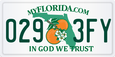 FL license plate 0293FY
