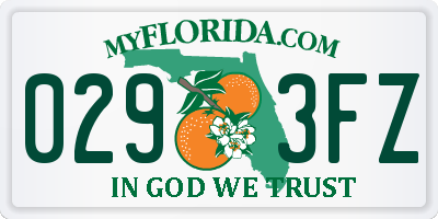 FL license plate 0293FZ