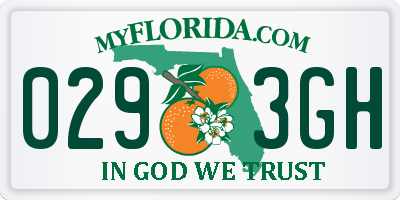 FL license plate 0293GH