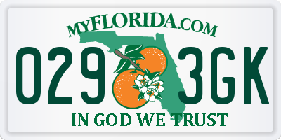 FL license plate 0293GK