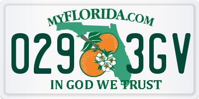 FL license plate 0293GV