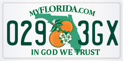 FL license plate 0293GX