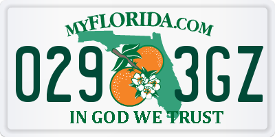 FL license plate 0293GZ