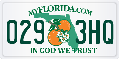 FL license plate 0293HQ