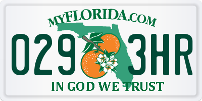 FL license plate 0293HR