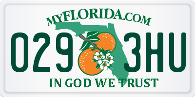 FL license plate 0293HU