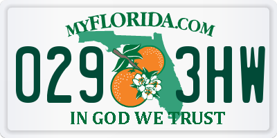 FL license plate 0293HW