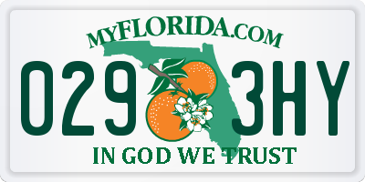 FL license plate 0293HY
