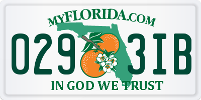 FL license plate 0293IB