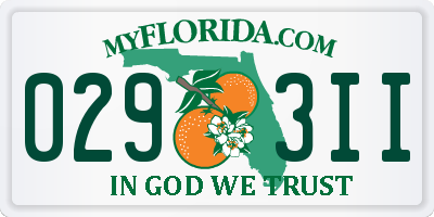 FL license plate 0293II