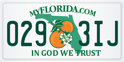 FL license plate 0293IJ