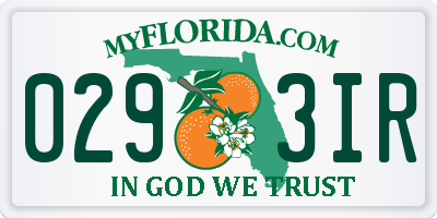 FL license plate 0293IR