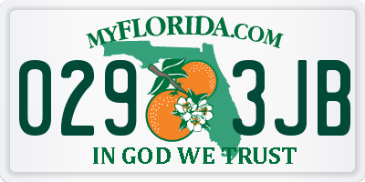 FL license plate 0293JB