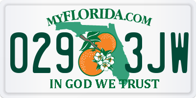 FL license plate 0293JW