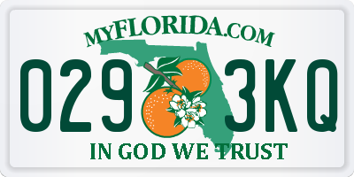 FL license plate 0293KQ