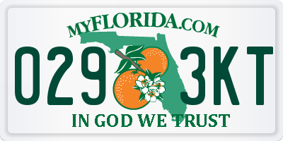 FL license plate 0293KT