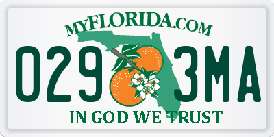 FL license plate 0293MA