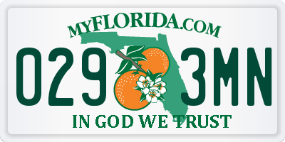 FL license plate 0293MN