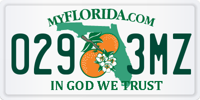 FL license plate 0293MZ