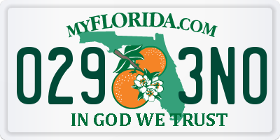 FL license plate 0293NO