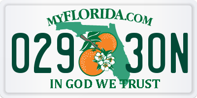 FL license plate 0293ON