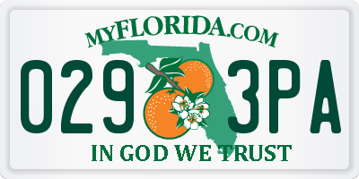 FL license plate 0293PA