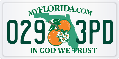 FL license plate 0293PD