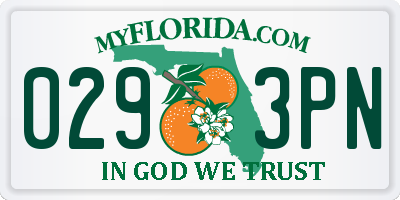 FL license plate 0293PN