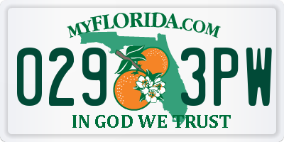FL license plate 0293PW