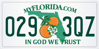 FL license plate 0293QZ