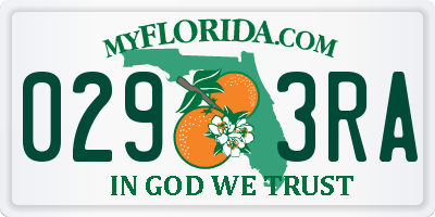 FL license plate 0293RA