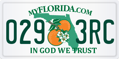 FL license plate 0293RC