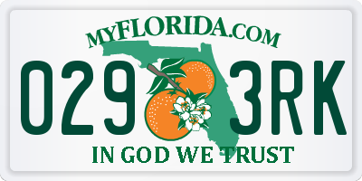 FL license plate 0293RK