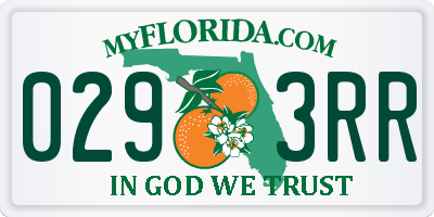 FL license plate 0293RR