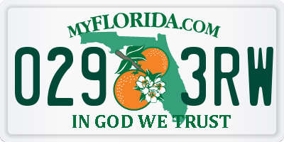 FL license plate 0293RW