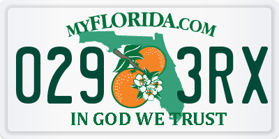 FL license plate 0293RX