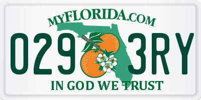 FL license plate 0293RY