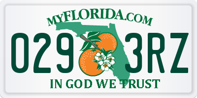 FL license plate 0293RZ
