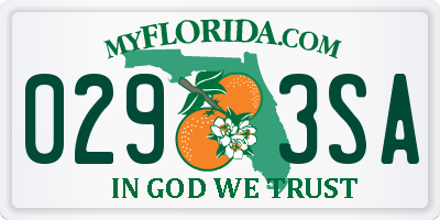 FL license plate 0293SA