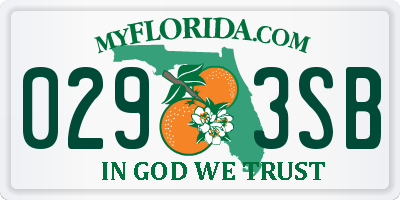 FL license plate 0293SB