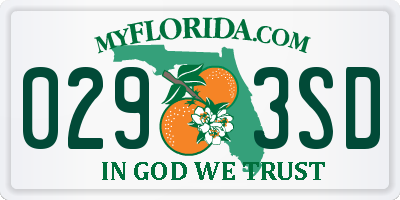 FL license plate 0293SD