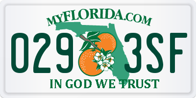FL license plate 0293SF