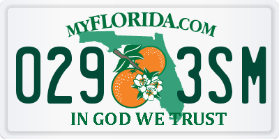 FL license plate 0293SM
