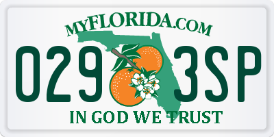 FL license plate 0293SP