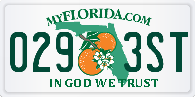 FL license plate 0293ST
