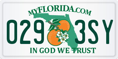 FL license plate 0293SY