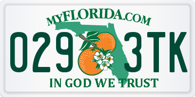 FL license plate 0293TK