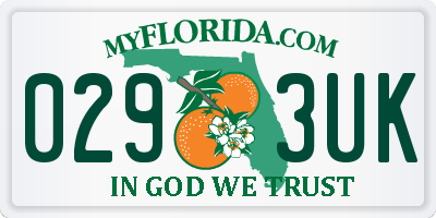FL license plate 0293UK